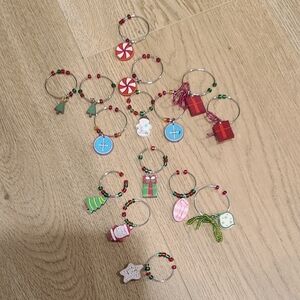 Festive Holiday Wine Charms Set